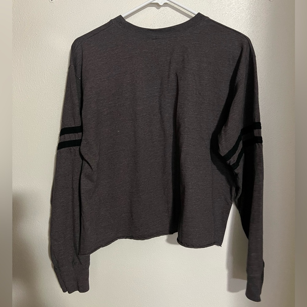 WALT DISNEY WORLD Cropped Heathered Embroidered Minnie Striped Sleeve Wms Sz XL - Picture 4 of 4